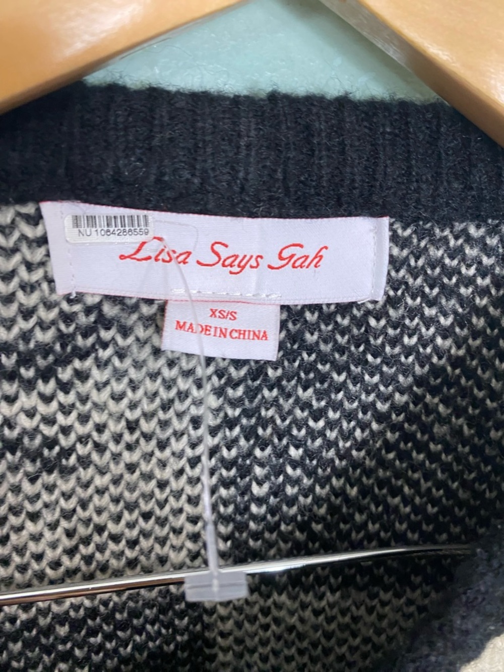 Lisa Says Gay Lauda Black‎ White Bow Check Plaid Cardigan Size Small & XS - Picture 11 of 12